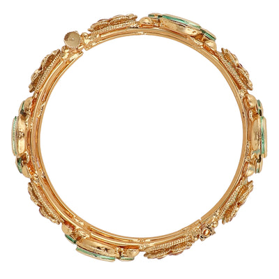 Women's Set Of 2 24K Gold-Plated & White Embellished Designer Bangles