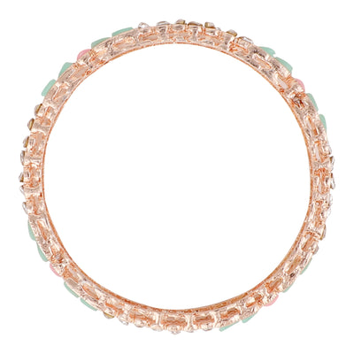 Women's Set Of 2 Rose Gold-Plated & Sea-Green Baby Pink Ad-Studded Bangles