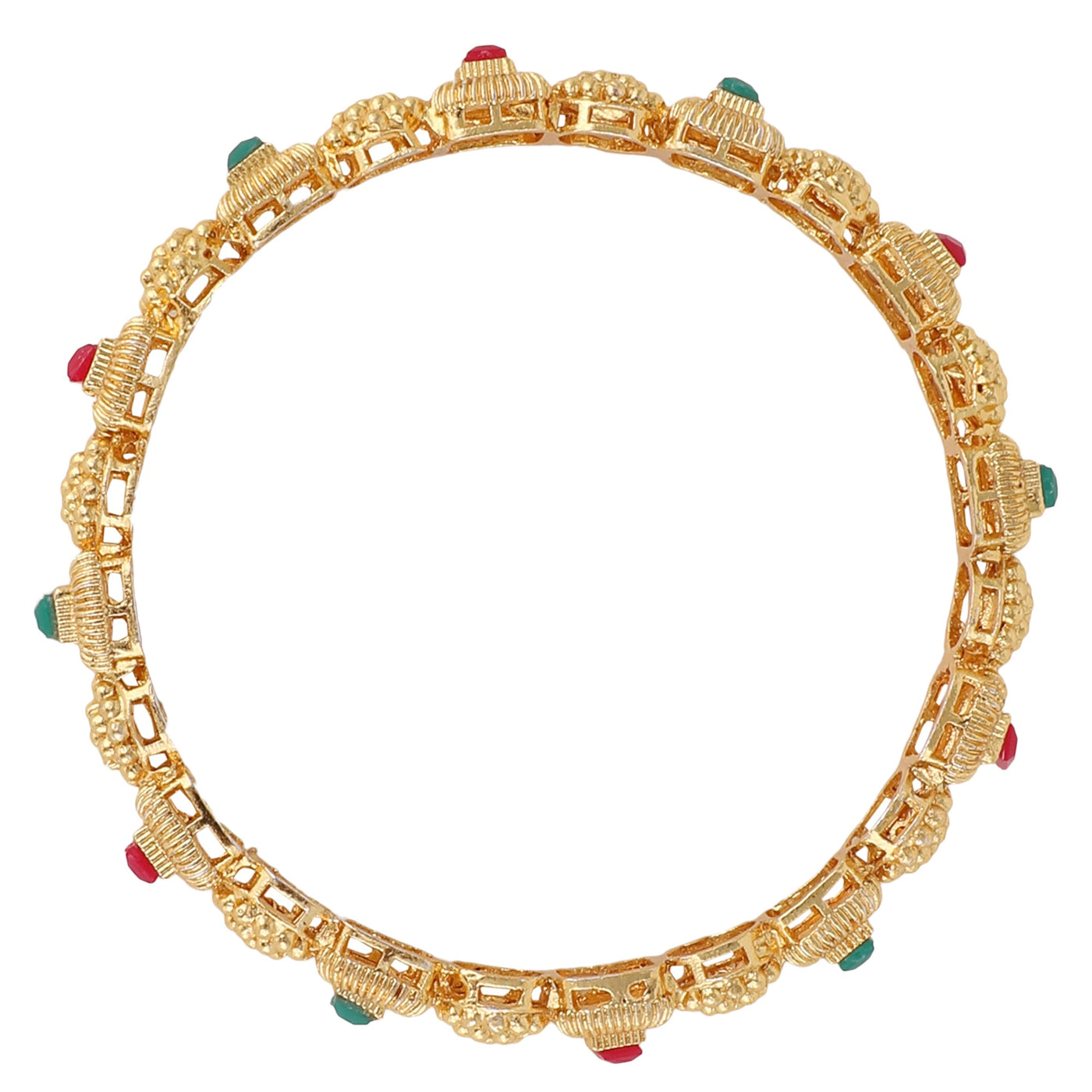 Women's Set Of 4 Gold Plated & White Ad Studded Designer Bangles
