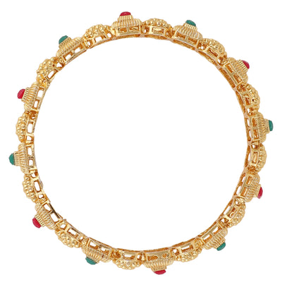 Women's Set Of 4 Gold Plated & White Ad Studded Designer Bangles
