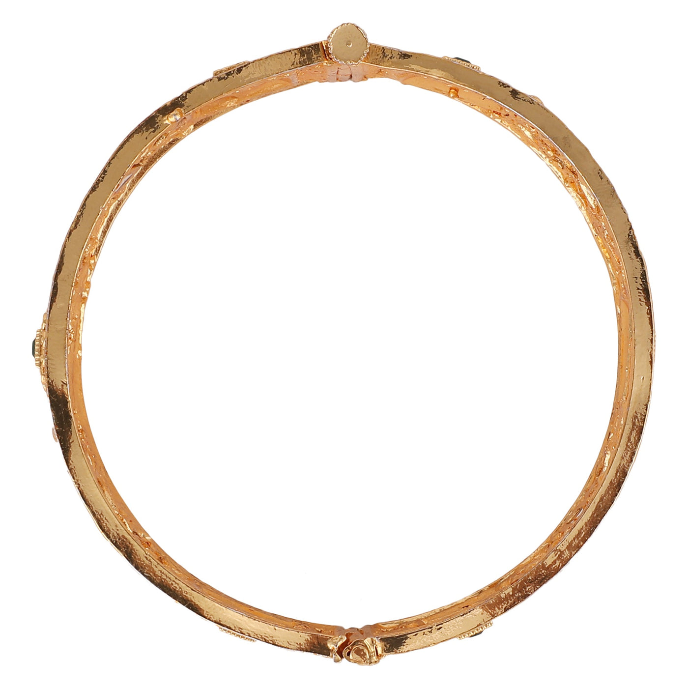 Women's Set Of 2 Gold-Plated Red & Green Stone-Studded Antique Bangles