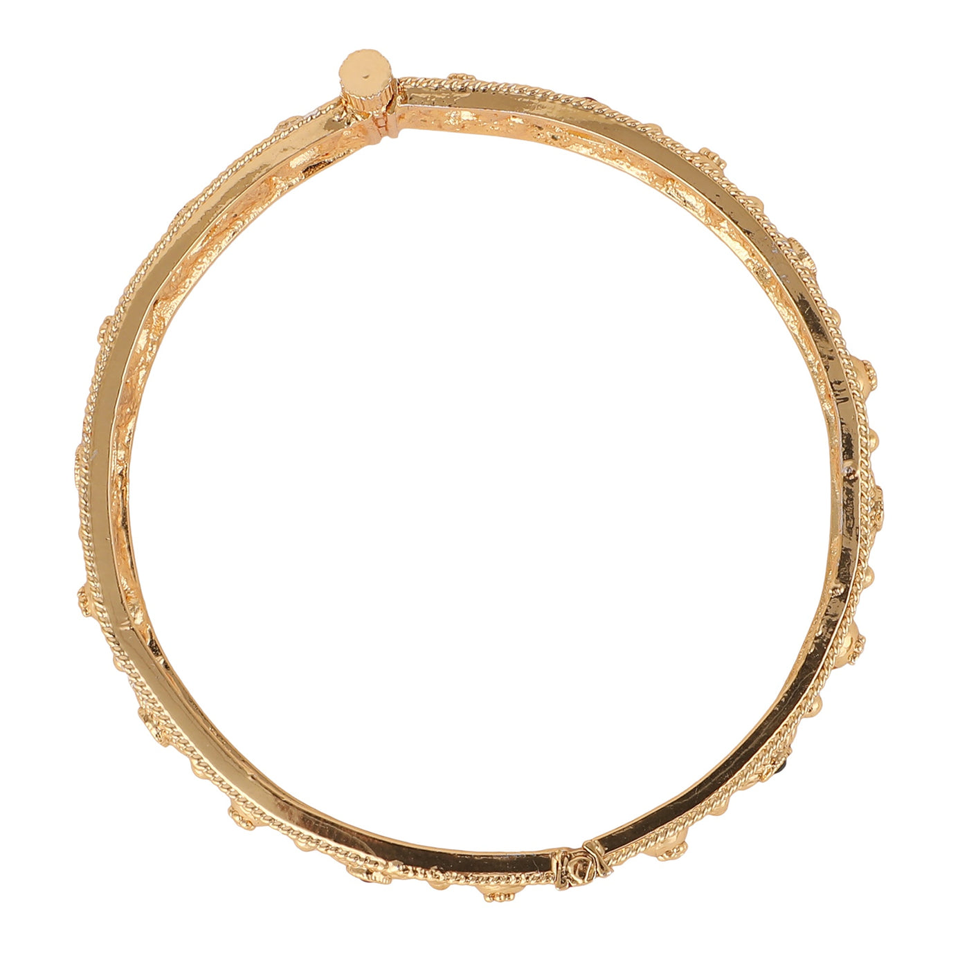 Women's Set Of 2 24K Gold-Plated & Pink Stone-Studded Hand Crafted Filigree Bangles