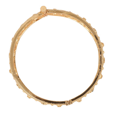 Women's Set Of 2 24K Gold-Plated & Pink Stone-Studded Hand Crafted Filigree Bangles