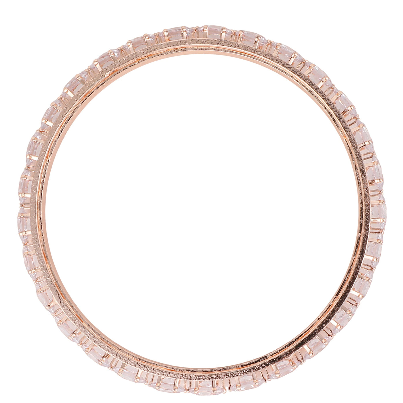 Women's Pack Of 2 Rose Gold-Plated White Ad Studded Bangle