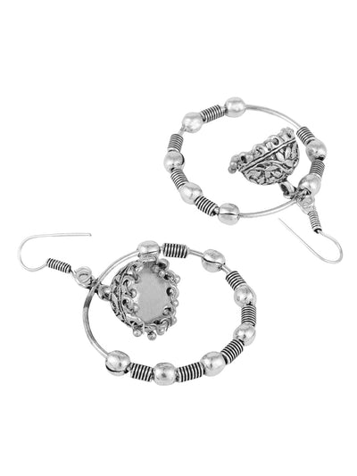 Women's Silver Tone Oxidised Silver Jhumka Chandbali Earring