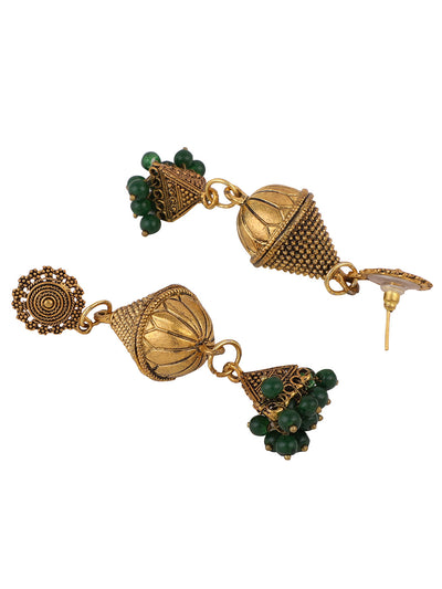 Women's Set Of 2 Oxidised Silver And Gold Plated Pearl Jhumka Earring