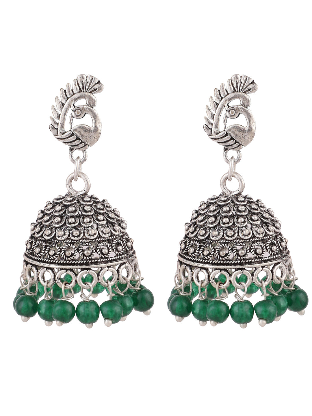 Women's Set Of 2 Oxidised Silver And Gold Plated Pearl Jhumka Earring