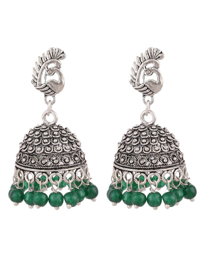Women's Set Of 2 Oxidised Silver And Gold Plated Pearl Jhumka Earring