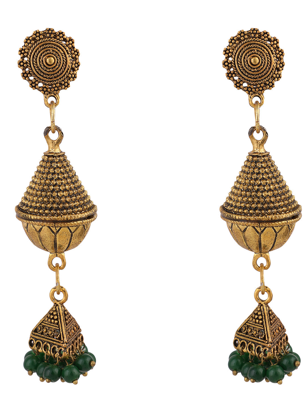 Women's Set Of 2 Oxidised Silver And Gold Plated Pearl Jhumka Earring