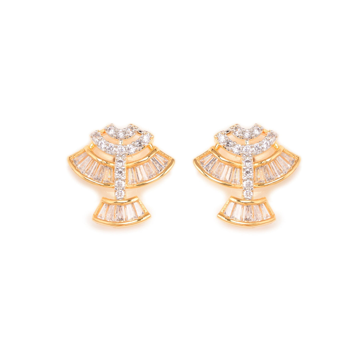 Women's Gold Plated With Black Beads Ad Studded Mangalsutra Pendant With Earrings Set