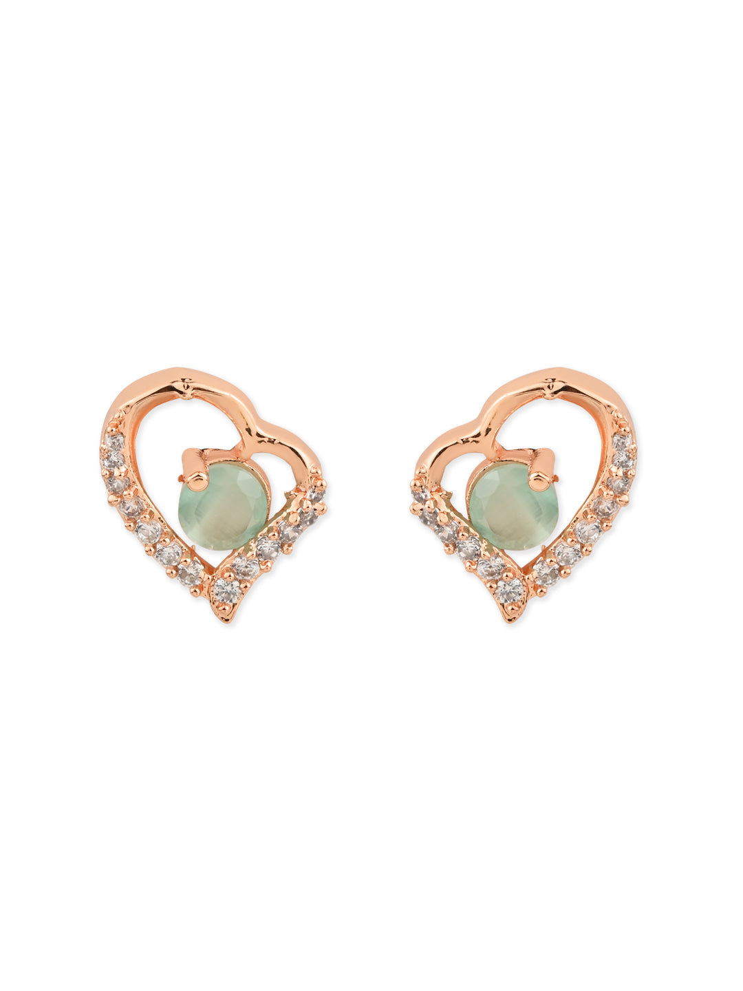 Women's I Jewels Valentine'S Special Rose Gold-Plated Heart Shaped Studs (E2972Min)