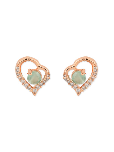 Women's I Jewels Valentine'S Special Rose Gold-Plated Heart Shaped Studs (E2972Min)