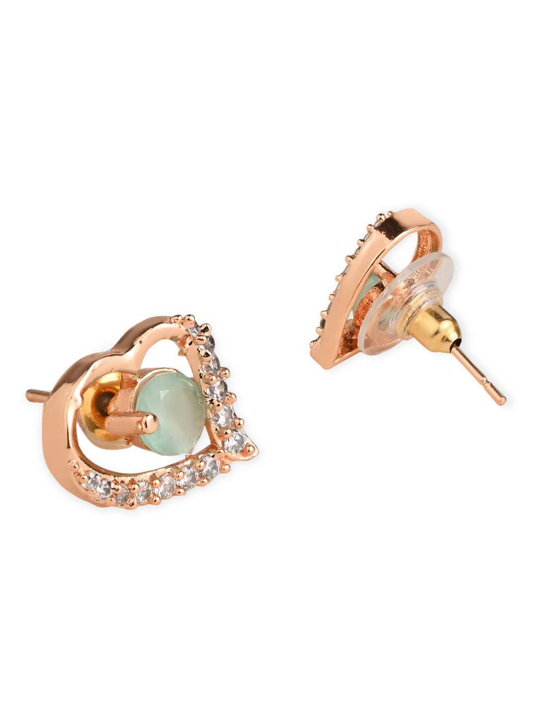 Women's I Jewels Valentine'S Special Rose Gold-Plated Heart Shaped Studs (E2972Min)