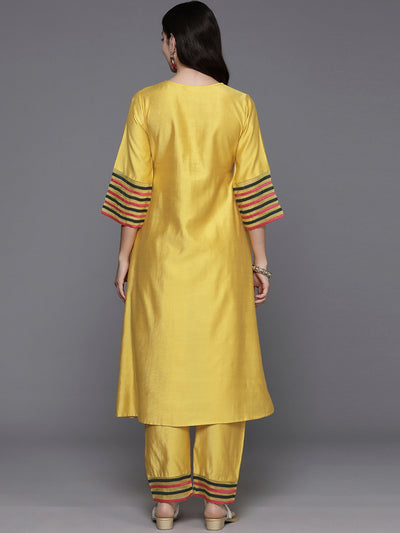 Women's Yellow Silk Blend Kurta Set