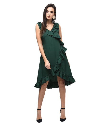 Women's Blue Cotton Printed Half Sleeve Round Neck Casual Kurta Only