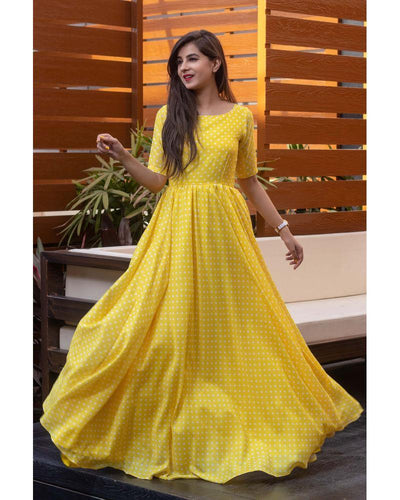 Women's Yellow Polka Dots One Way Gown