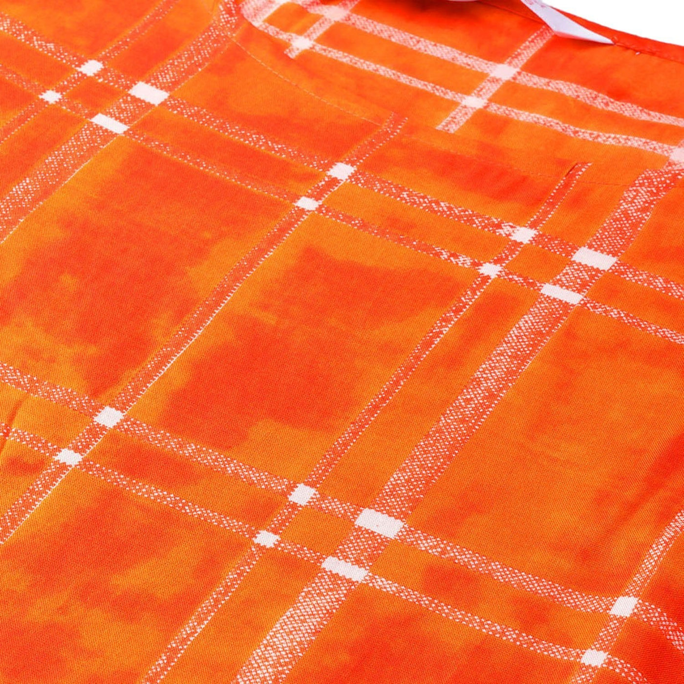 Women's Orange Rayon Printed 3/4 Sleeve Round Neck Casual Kurta Only