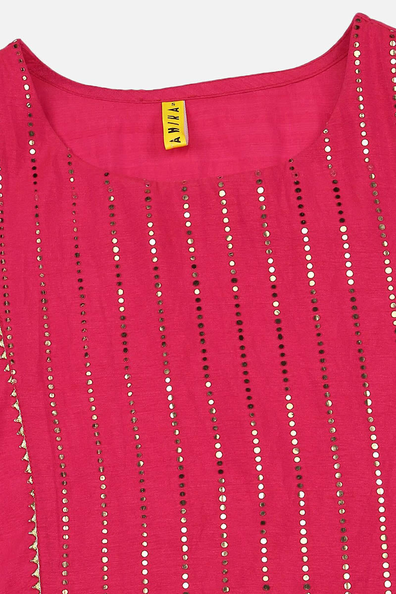 Women's Pink Regular Gotta Patti Kurta With Pants Dupatta
