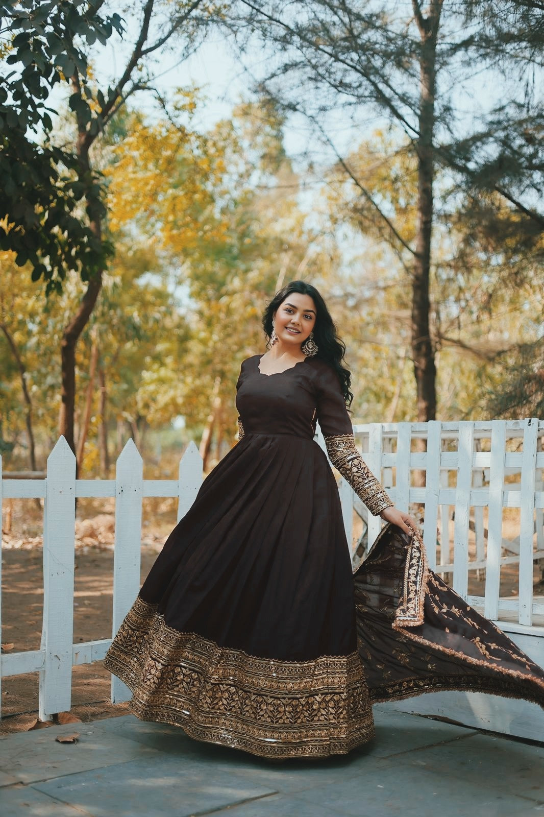 Women's Black Vichitra Silk  Embroidery  Anarkali Set