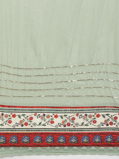 Women's Floral Printed Anarkali Dress & Dupatta Set