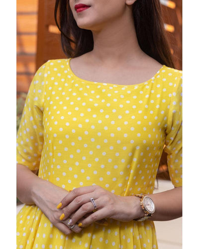 Women's Yellow Polka Dots One Way Gown