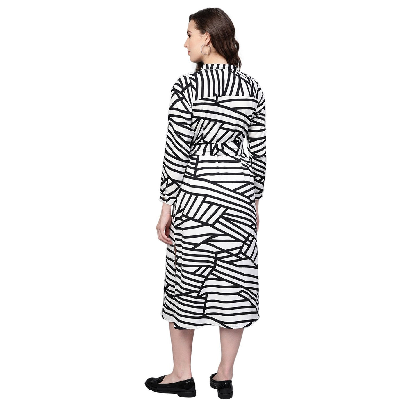 Women White Printed Dress by Myshka (