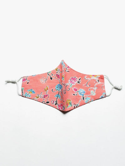 Women's Kurta with Floral Print Jacket and Mask