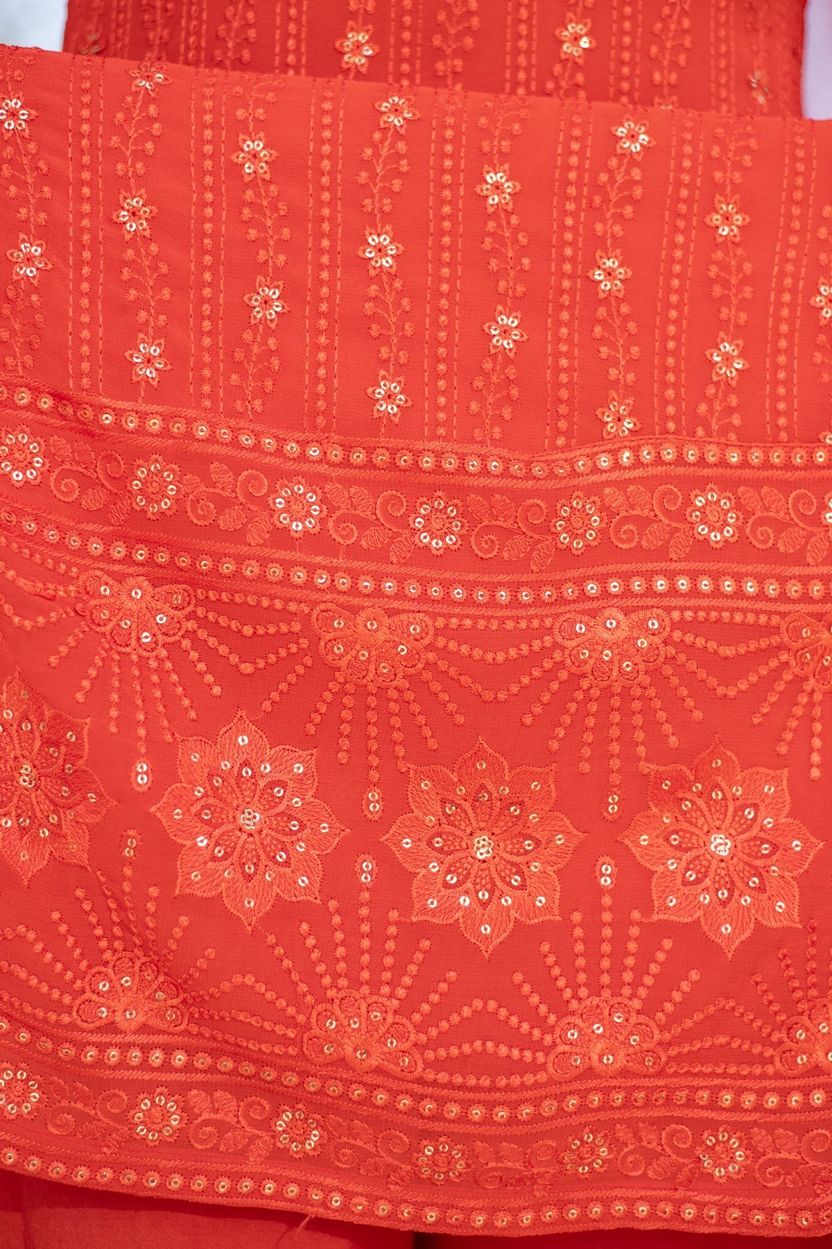 Women's Burnt Orange Heavy Thread Work Long Kurta Set