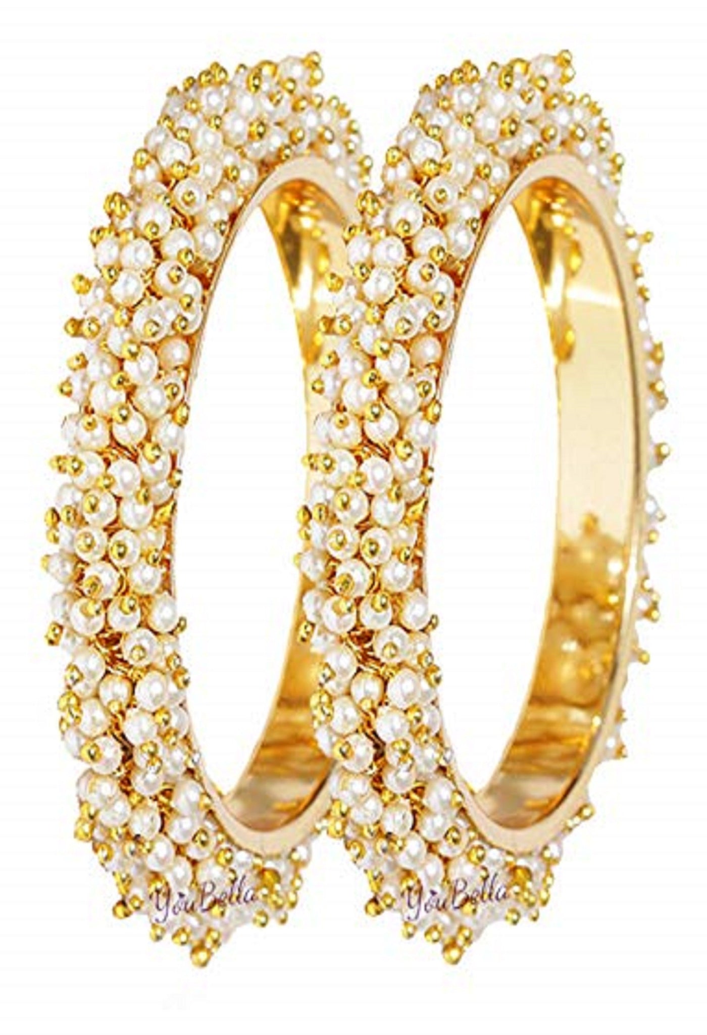 Women's Gold-Plated Beads Work Bangles
