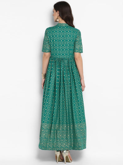 Women's Green Printed Maxi Dress