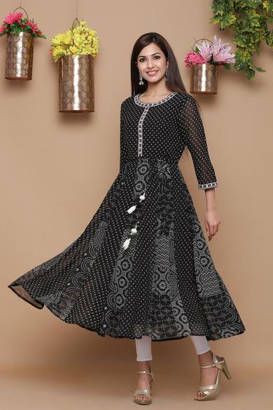 Black Georgette Printed Anarkali Kurta