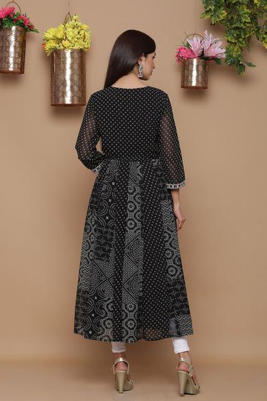 Black Georgette Printed Anarkali Kurta