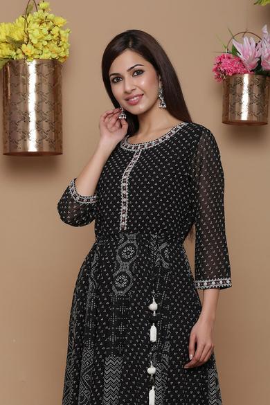Black Georgette Printed Anarkali Kurta