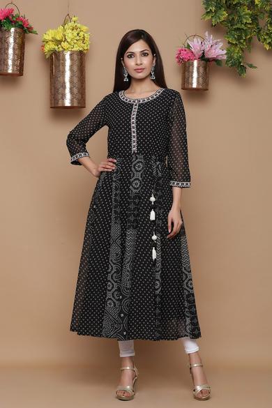 Black Georgette Printed Anarkali Kurta