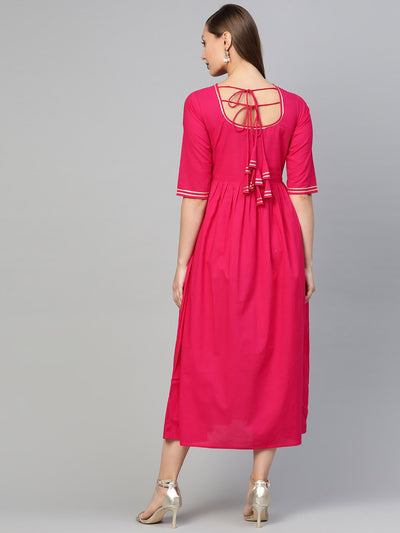 Women's Magenta Solid Maxi Dress