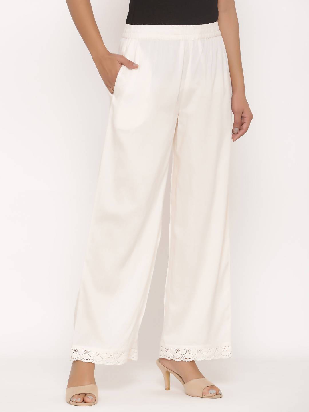 Women's Rayon Embellished Wide-Leg Palazzo