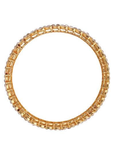 Women's Pack Of 2 Gold-Plated & White Ad-Studded Kada Bangle