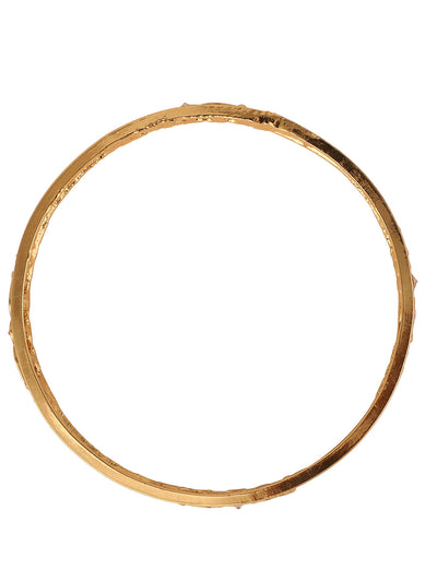 Women's Set Of 2 24K Gold-Plated Red & Green Stone-Studded Hand Crafted Bangles