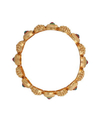 Women's Gold Plated Enameled Stone Studded Statement Bangles