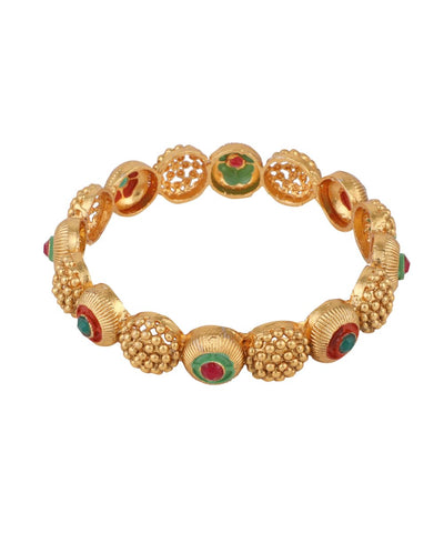 Women's Gold Plated Enameled Stone Studded Statement Bangles