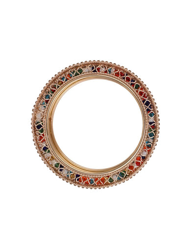 Women's Rose Gold colored Stones embeded Traditional Bangle set