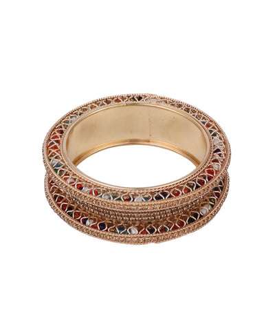 Women's Rose Gold colored Stones embeded Traditional Bangle set