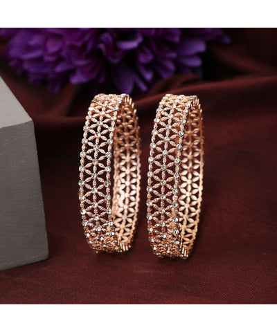 Women's Rose Gold Stone studded Style Statement Set of Bangles