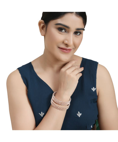 Women's Rose Gold Stone studded Style Statement Set of Bangles