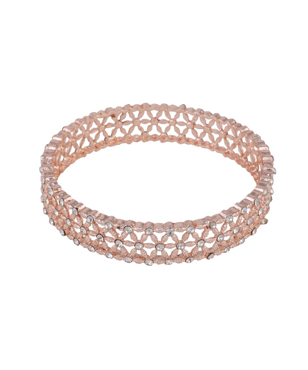 Women's Rose Gold Stone studded Style Statement Set of Bangles
