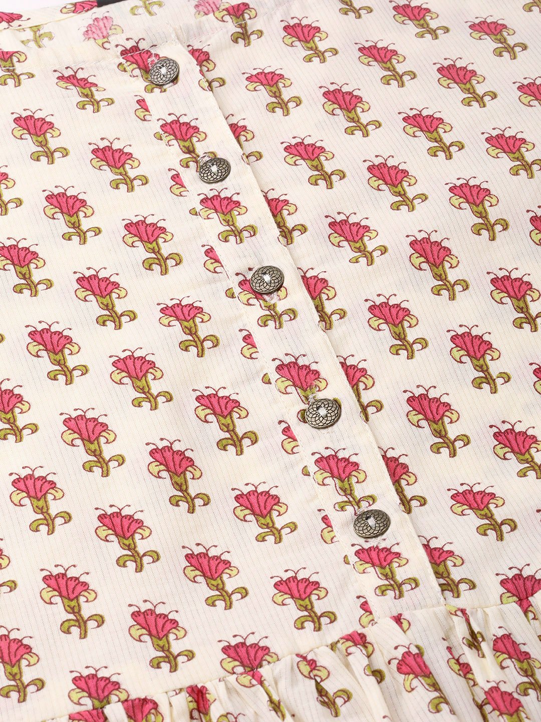 Women's Nayo Cream & Pink Floral Printed Maxi Dress