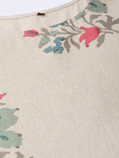 Women's Nayo Cream & Coral Floral Printed Maxi Dress