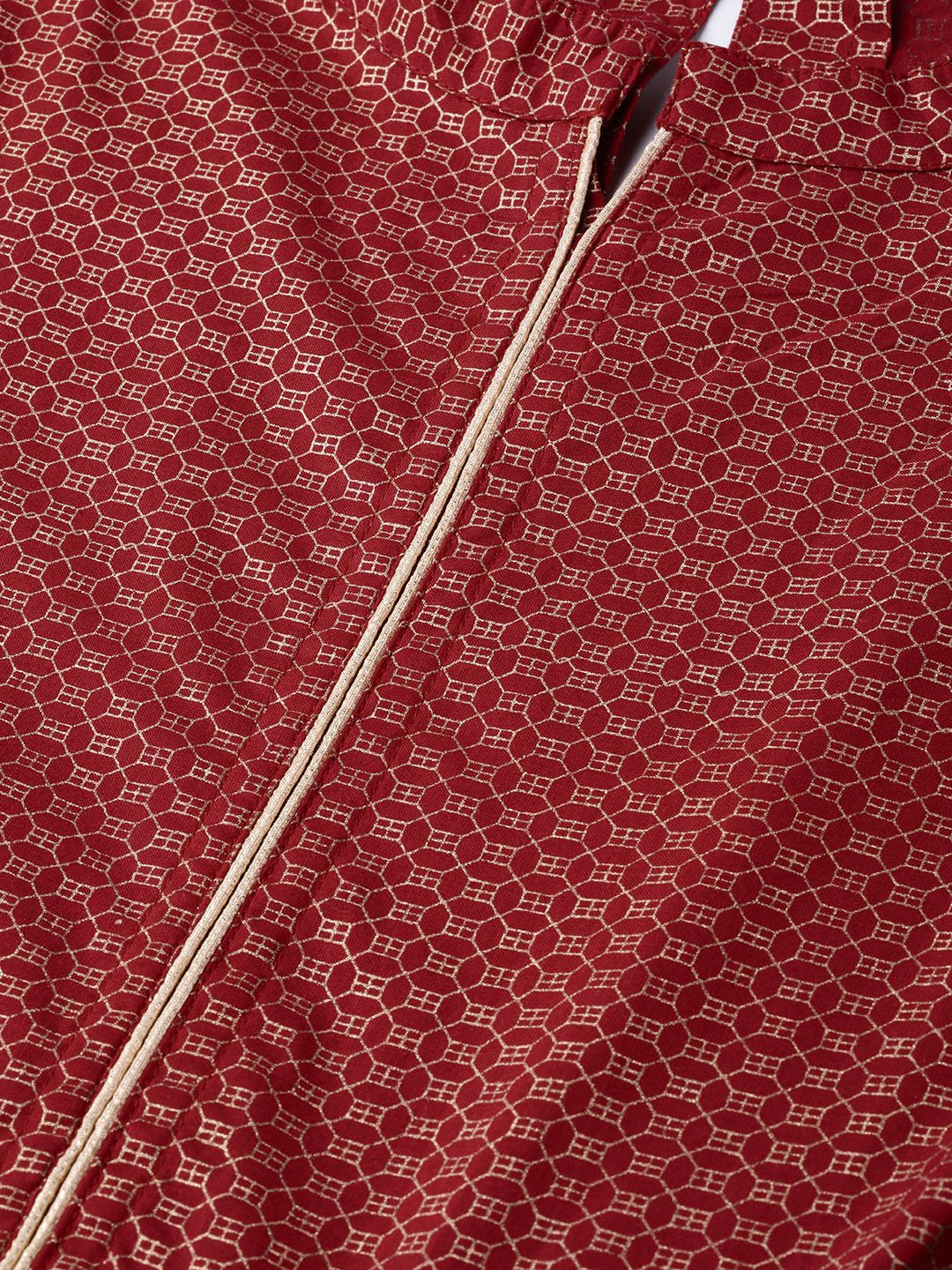 Women's Nayo Maroon & Gold Ethnic Motifs Printed Maxi Dress