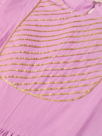 Women's Nayo Lavender & Gold Solid Maxi Dress