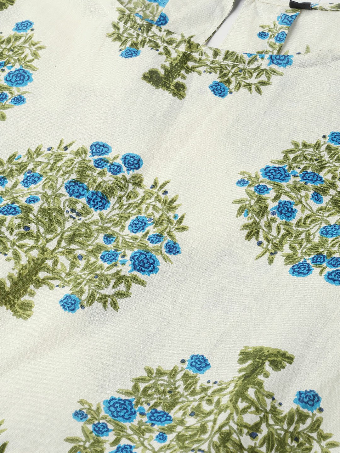 Women's Nayo White & Blue A-Line Bell Sleeve Maxi Dress